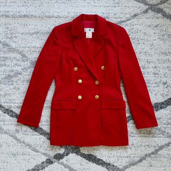 Saks 5th Ave 100% Cashmere Double Breasted Notched Lapel Vintage Blazer Size 4 - Picture 10 of 10
